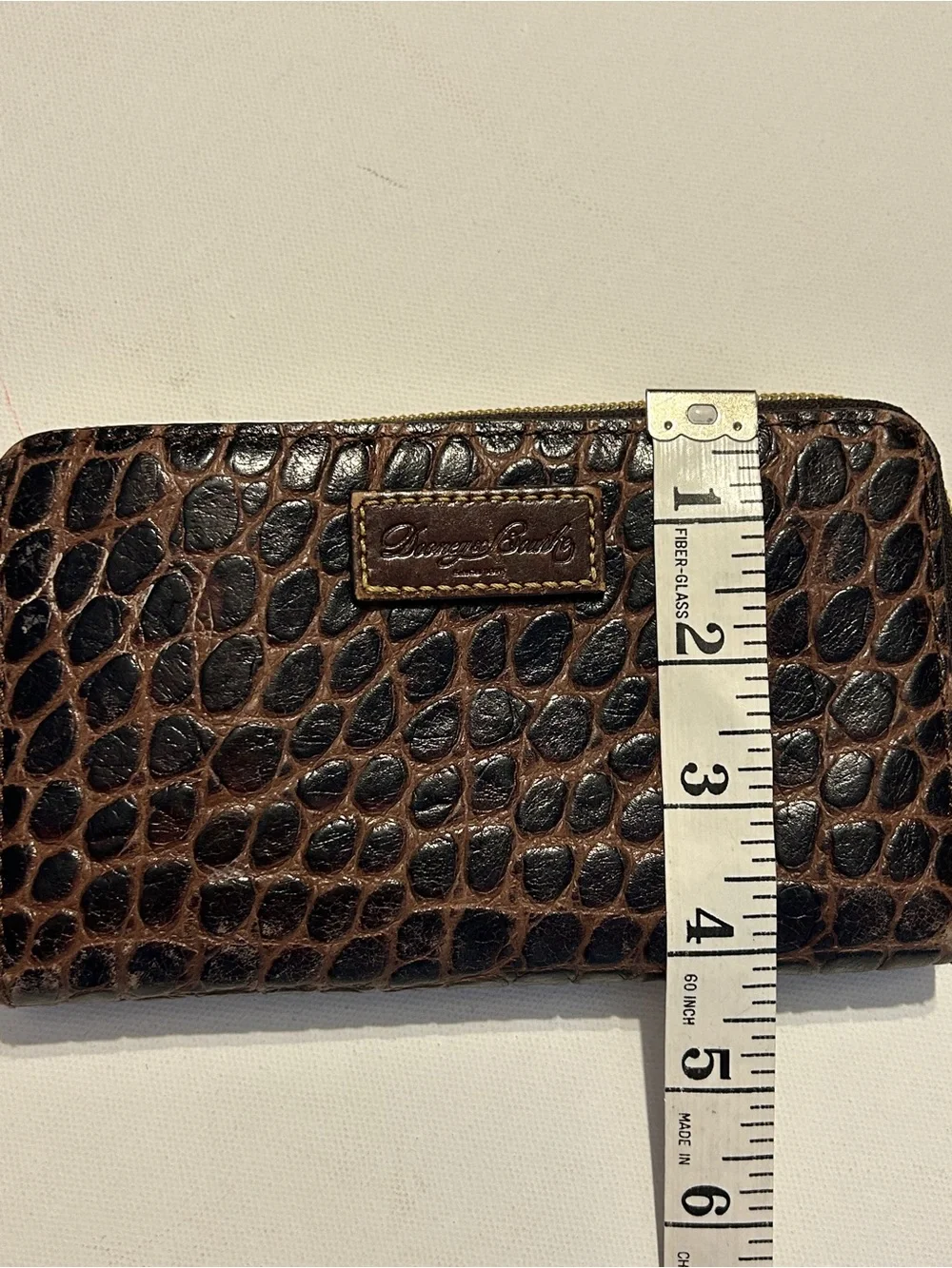 Dooney & Bourke Vintage Nile Collection Croc Embossed Leather Zip Wallet